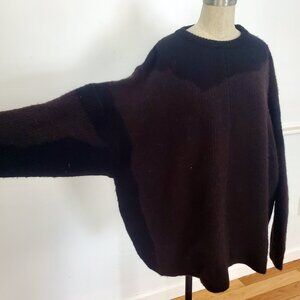 La Vaca Loca Oversized Wool Brown & Black Sweater Dress RET:$350